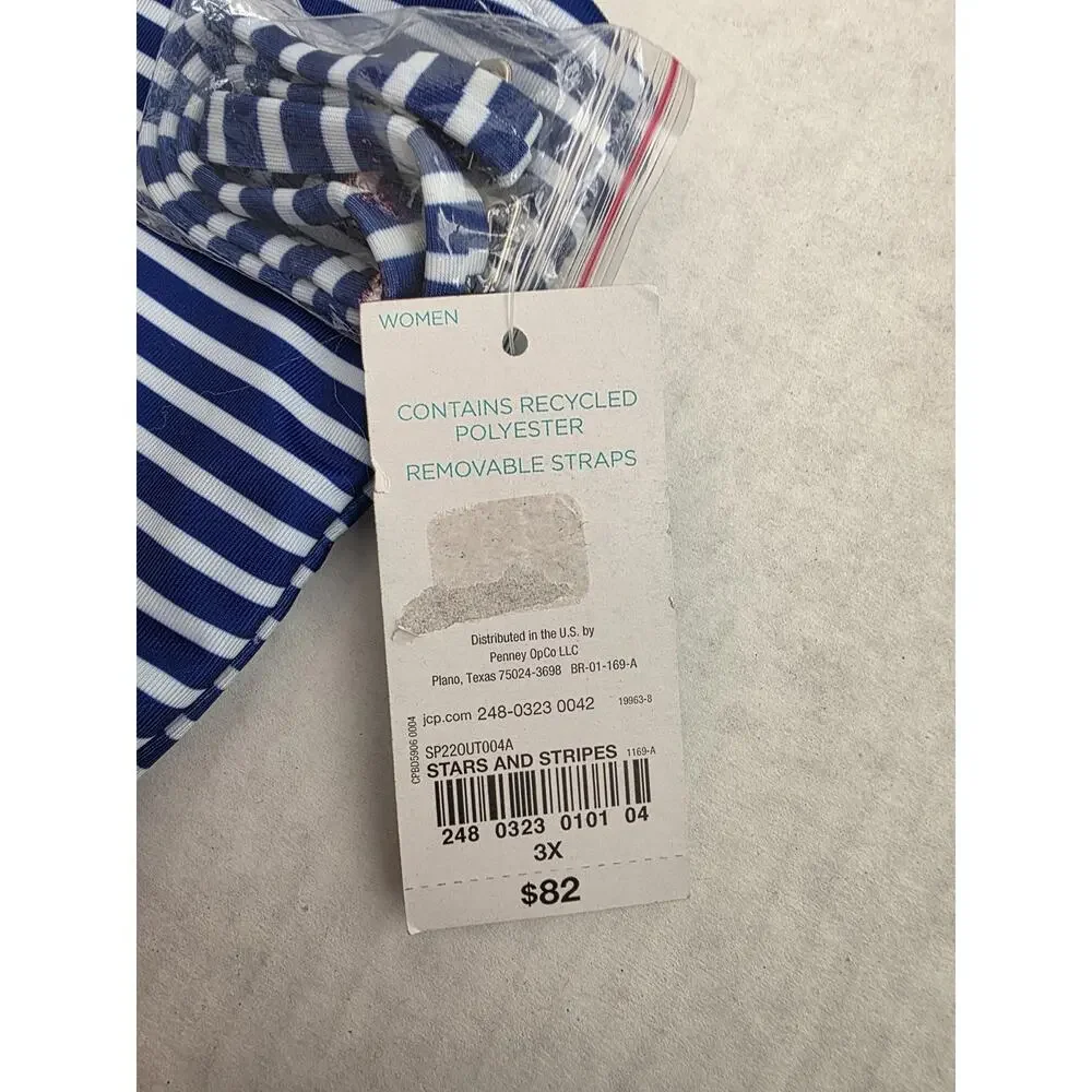 Outdoor Oasis Women's Stars & Stripes One Piece‎ Swimsuit Size 3XL NWT Red Blue
